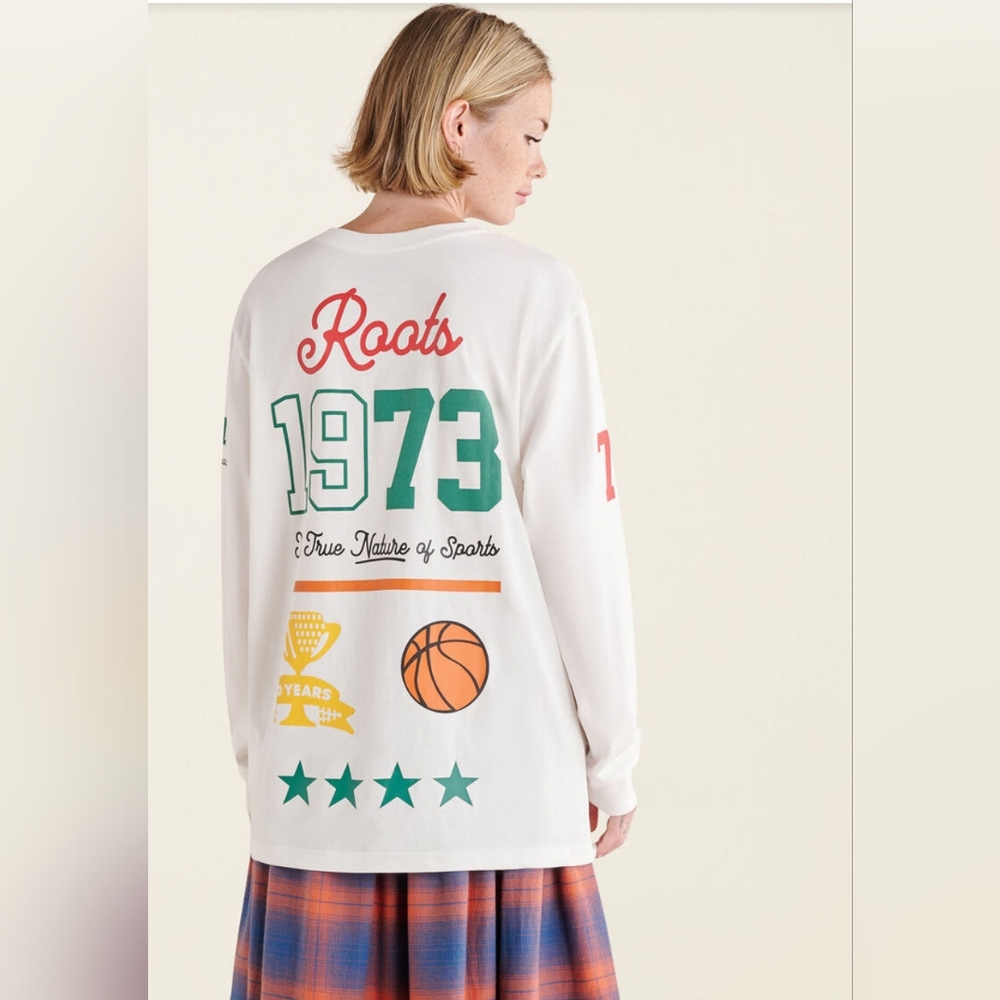 NWT Roots Women's Classic Cotton T-Shirt – White, Size M